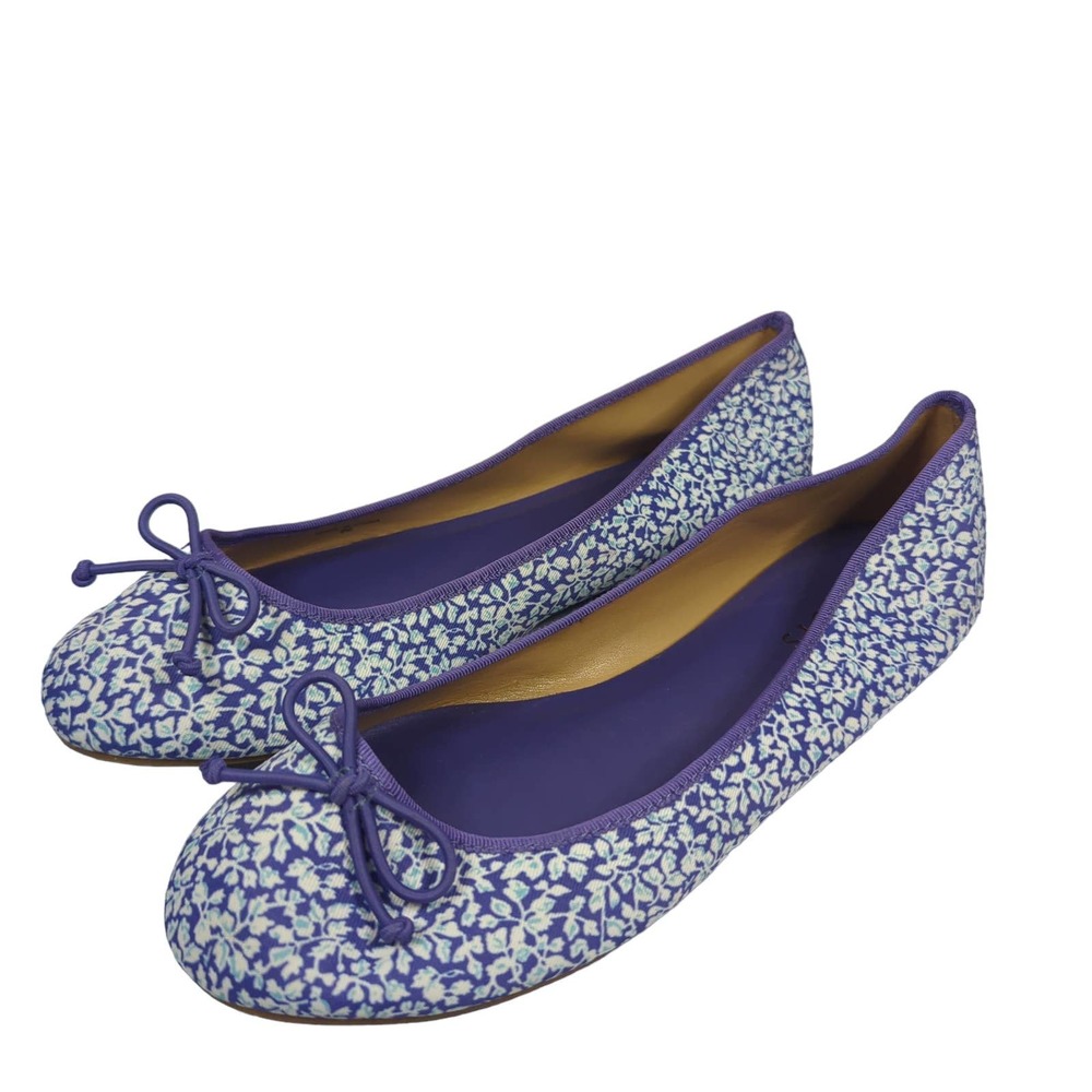 Talbots Shoes Slip On Flats Ballet Purple Floral Bow Size 8